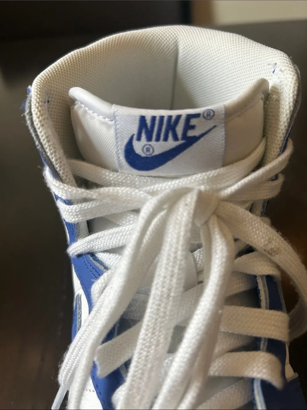 Nike High-Top Sneakers in White and Royal Blue